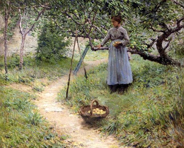 Picking Apples Oil Painting by Elmer Boyd Smith