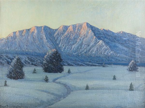 Winter Landscape With Snow-capped Mountains by Ernest Browning Smith