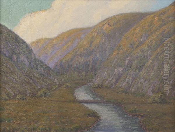 Riparian Landscape Oil Painting by Ernest Browning Smith