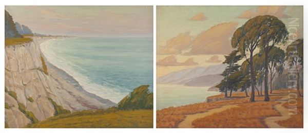 Two Works Of Coastal Landscapes Oil Painting by Ernest Browning Smith