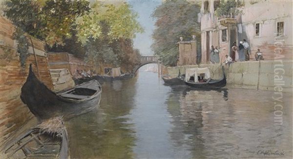 Venetian Backwater Oil Painting by Francis Hopkinson Smith