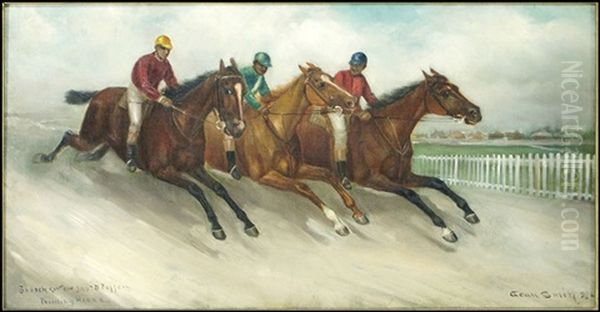 Horse Racing Oil Painting by Gean Smith