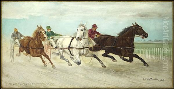 Horse Cart Racing Oil Painting by Gean Smith