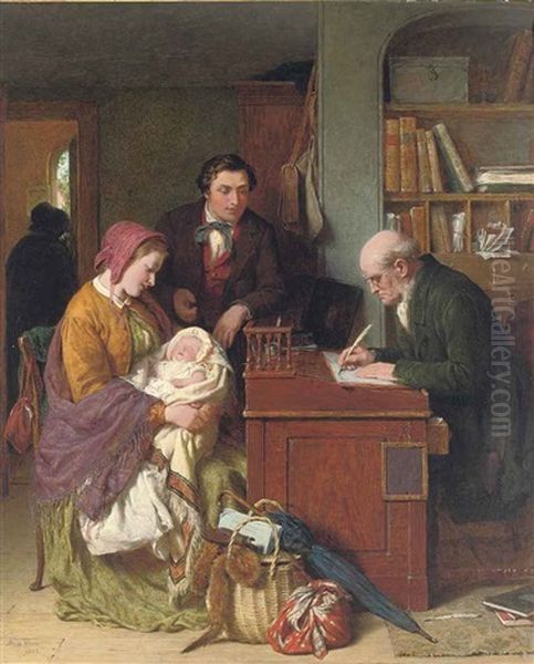 Registering The First Born Oil Painting by George Smith