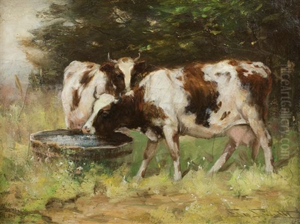 Cattle In Pasture Oil Painting by George Smith