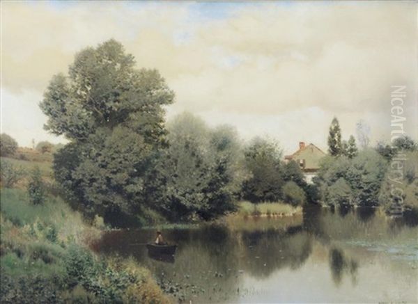 Mill Pond In Spring Oil Painting by Henry Pember Smith