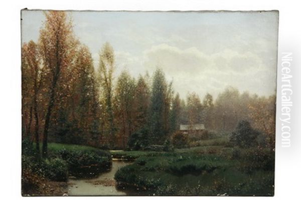 An October Morning Oil Painting by Henry Pember Smith