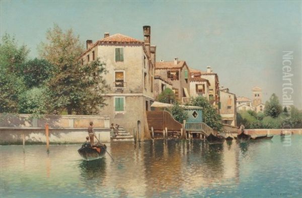 On The Canal Oil Painting by Henry Pember Smith