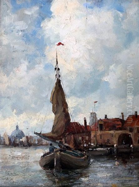 Gezicht Op Rotterdam Vanaf Het Water Oil Painting by Hobbe Smith