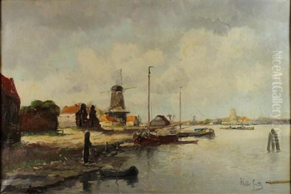 Windmills Oil Painting by Hobbe Smith