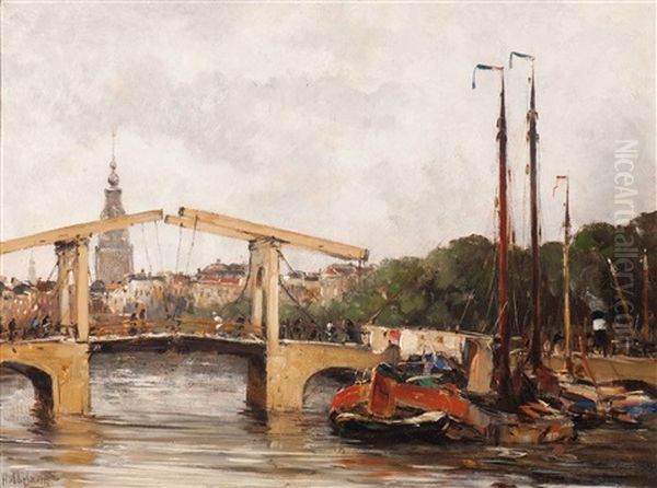 The Magere Brug In Amsterdam Oil Painting by Hobbe Smith