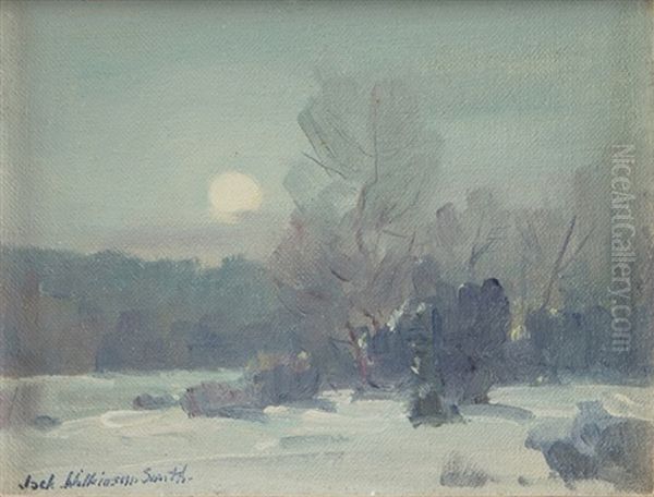 Moonlit Winter Landscape Oil Painting by Jack Wilkinson Smith