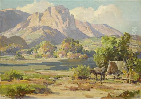 Sheep Herders Camp Along The Mojave River Oil Painting by Jack Wilkinson Smith