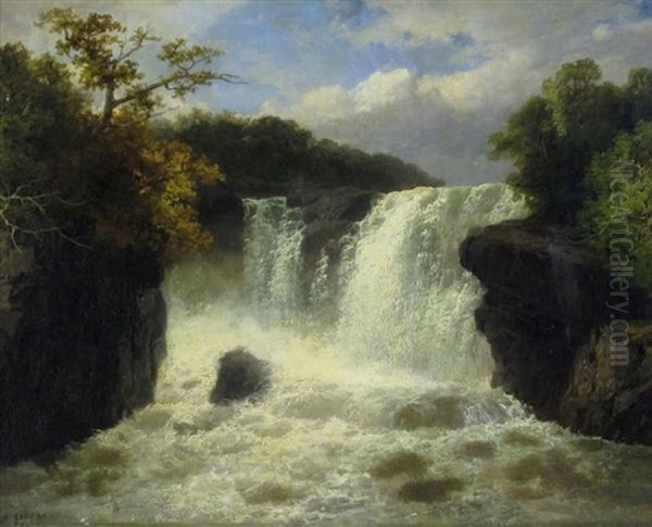 Landscape With Waterfall by James Burrell Smith