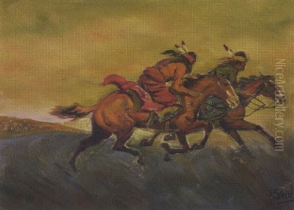 Hunted Hostiles Oil Painting by Jerome Howard Smith