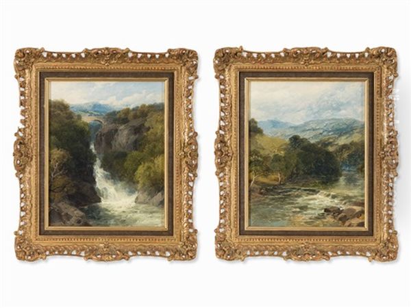 2 Welsh River Landscapes Oil Painting by John Brandon Smith