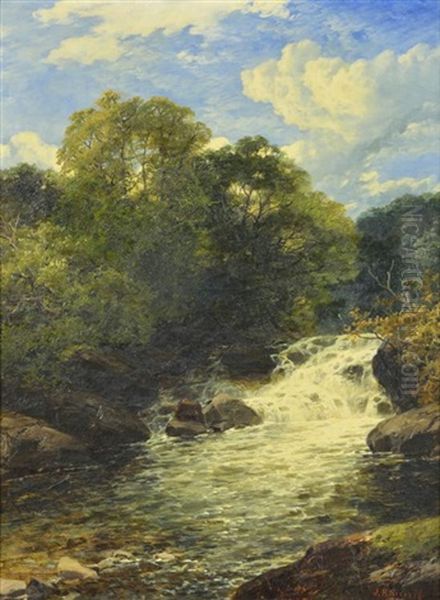 Waterfall Scene Oil Painting by John Brandon Smith