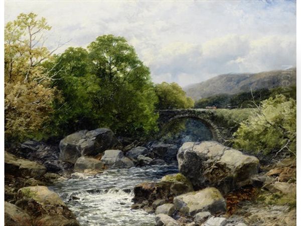 Old Bridge On The Dulas, South Wales Oil Painting by John Brandon Smith