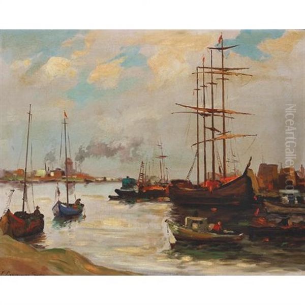 The Port Of Los Angeles Oil Painting by John Christopher Smith