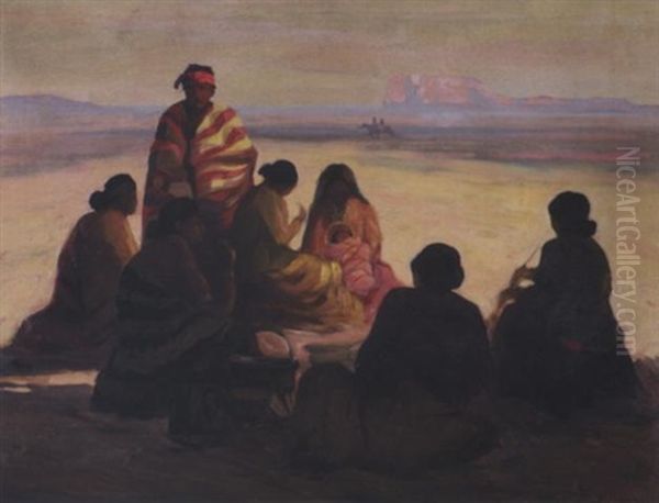 Navajo Group Oil Painting by John Christopher Smith