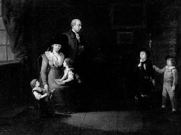 A Family Group Oil Painting by John Raphael Smith