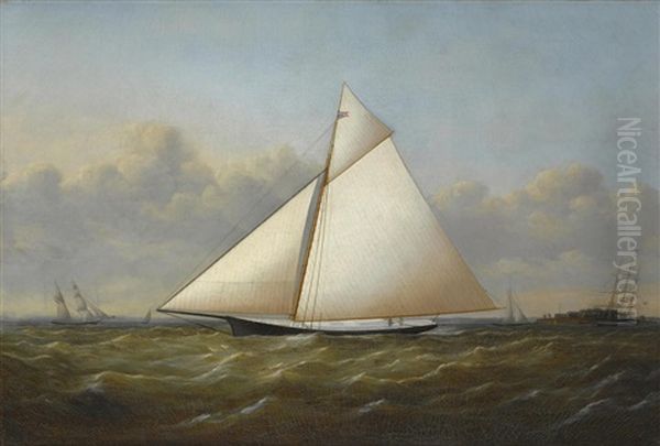 The Sloop Yacht Rebecca Off New York Oil Painting by Joseph B. Smith