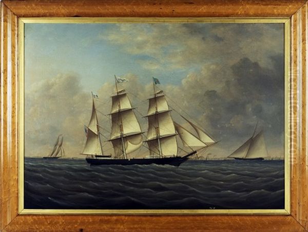 The American Bark Azelia Passing Cape May Oil Painting by Joseph B. Smith