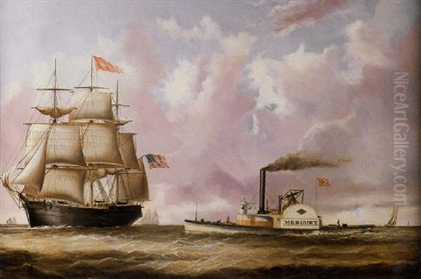 New York Harbor With Liverpool Packet 