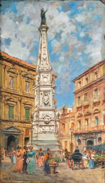 Piazza Del Gesu Oil Painting by Carlo Brancaccio