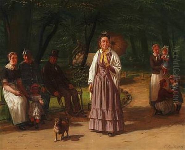 View From A Park, Presumably Frederiksberg Garden Oil Painting by L. A. Smith