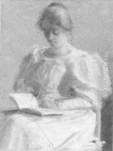 Woman Reading Oil Painting by Letta Crapo Smith