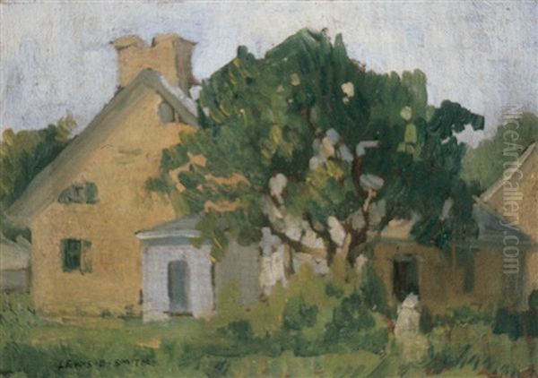 Home And Garden With Figure Oil Painting by Lewis Edward Smith