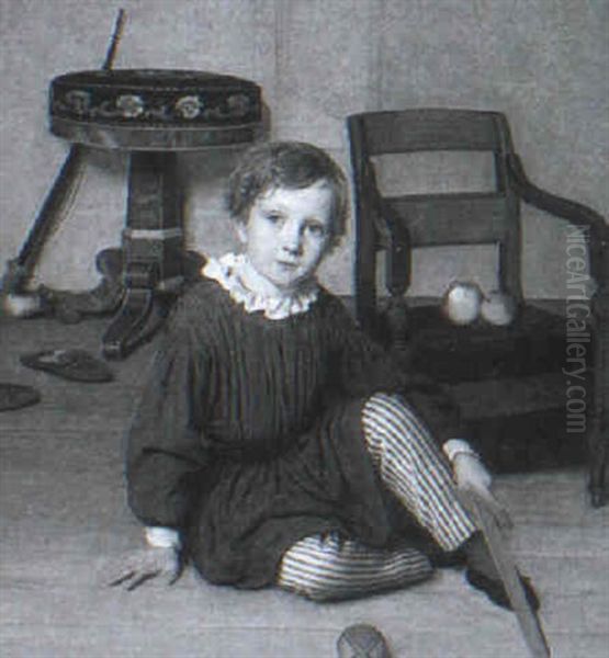 Childhood Oil Painting by Ludwig August Smith