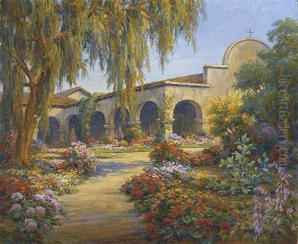 San Juan Capistrano Mission Oil Painting by Marius Smith