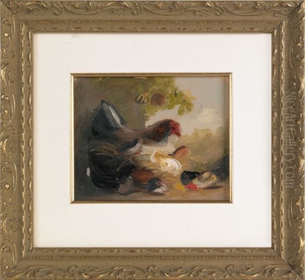 Sketch Of Chickens Oil Painting by Mary Russell Smith