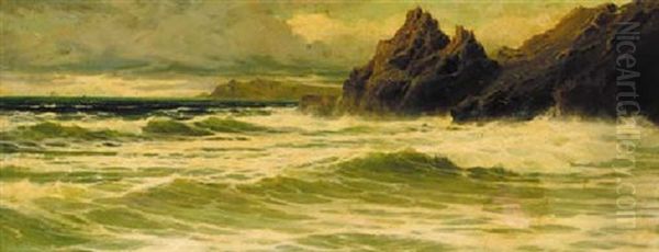 Stark Point Light, South Devon Oil Painting by Reginald Smith