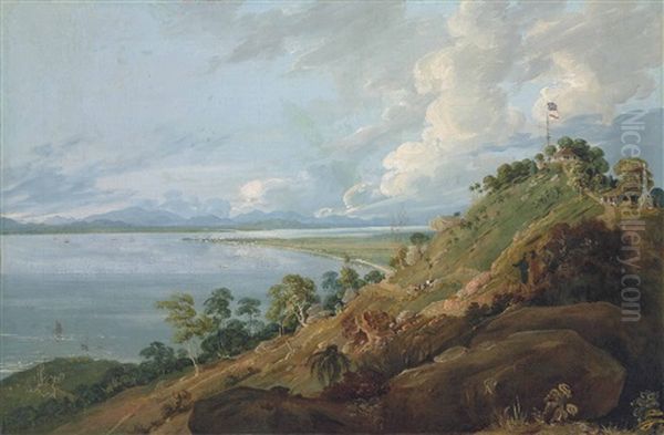 View Of Mount Erskine And Pulo Ticoose, Prince Of Wales Island Oil Painting by Robert (Col.) Smith