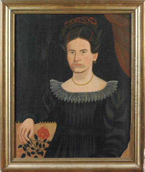 A Seated Lady Holding A Rose, A Portrait Of Miriam Small Oil Painting by Royall Brewster Smith