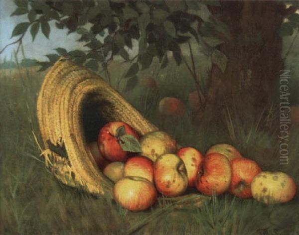 Apples In A Straw Hat Oil Painting by Rufus Way Smith