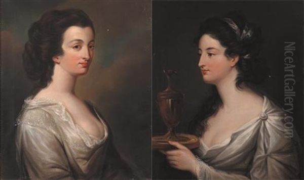 Lady Parnell (+ Lady De Vesci; Pair) Oil Painting by Stephen Catterson Smith