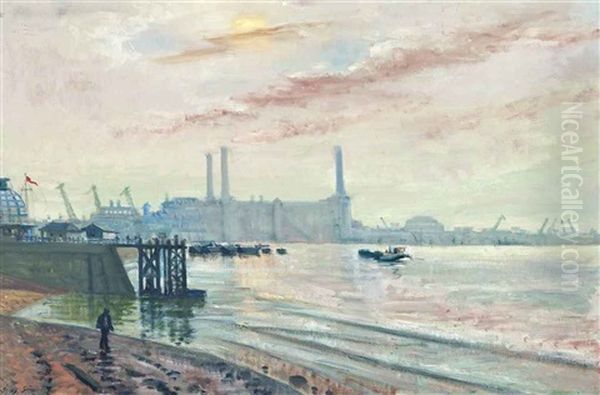 Greenwich Power Station, London Oil Painting by Sydney George Ure Smith