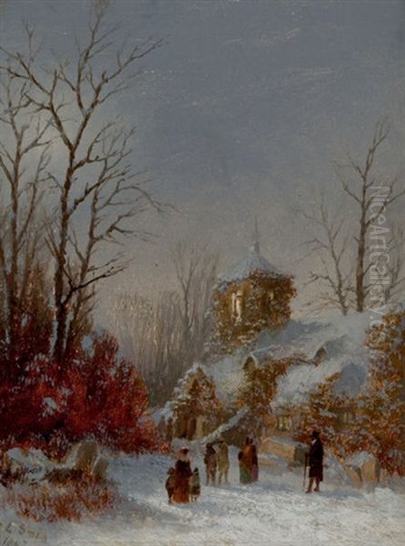 Christmas Service Oil Painting by Thomas Lochlan Smith