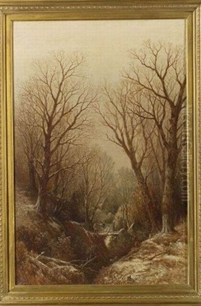 The Glen In Winter Oil Painting by Thomas Lochlan Smith