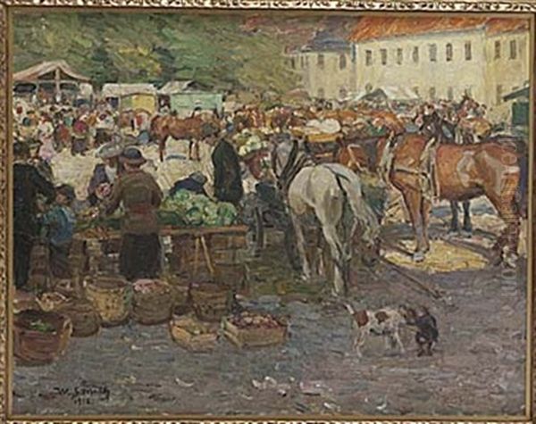 Torghandel Oil Painting by Wilhelm Smith