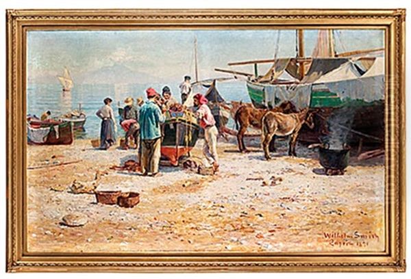 Folkliv Pa Capri Oil Painting by Wilhelm Smith