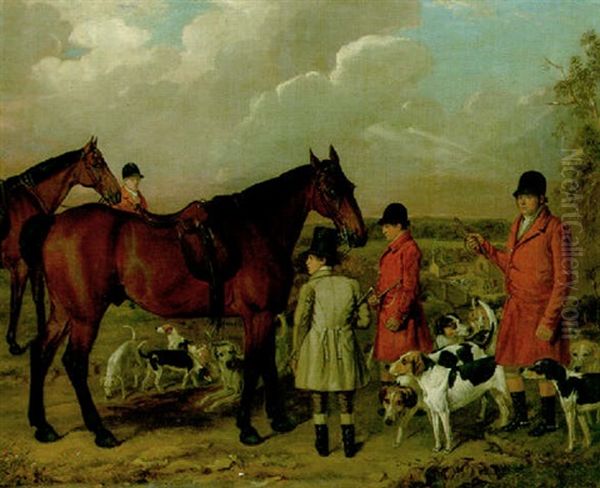 Hunt Servants And Hounds, With Stables Beyond by William Smith