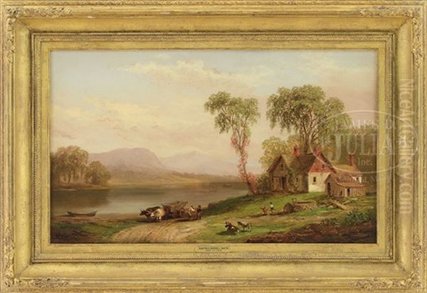 Homestead On The Susquehanna River Oil Painting by Xanthus Russell Smith