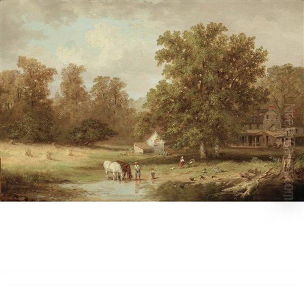 The Old Pennsylvania Homestead Oil Painting by Xanthus Russell Smith