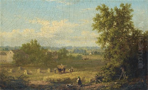 Paysage Et Moisson Au Conneticut Oil Painting by Xanthus Russell Smith