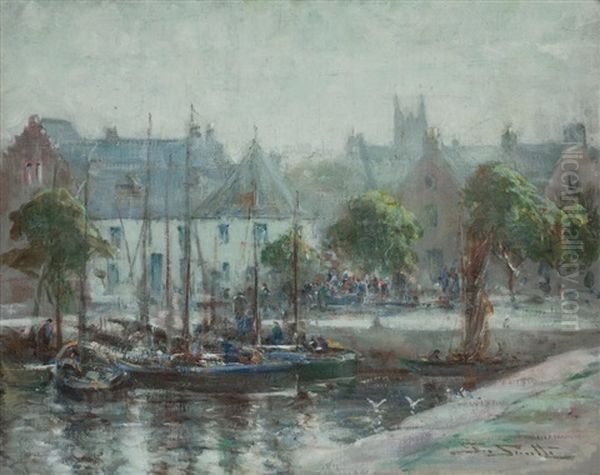 Stornoway Town Oil Painting by George Smith